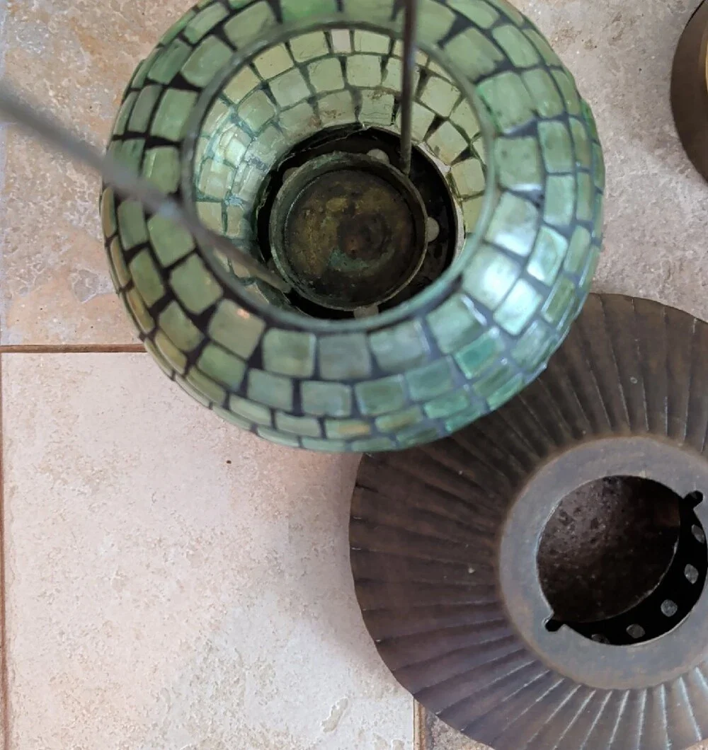 Green Mosaic Glass Lantern Table Accent - Zodax Candle Holder
